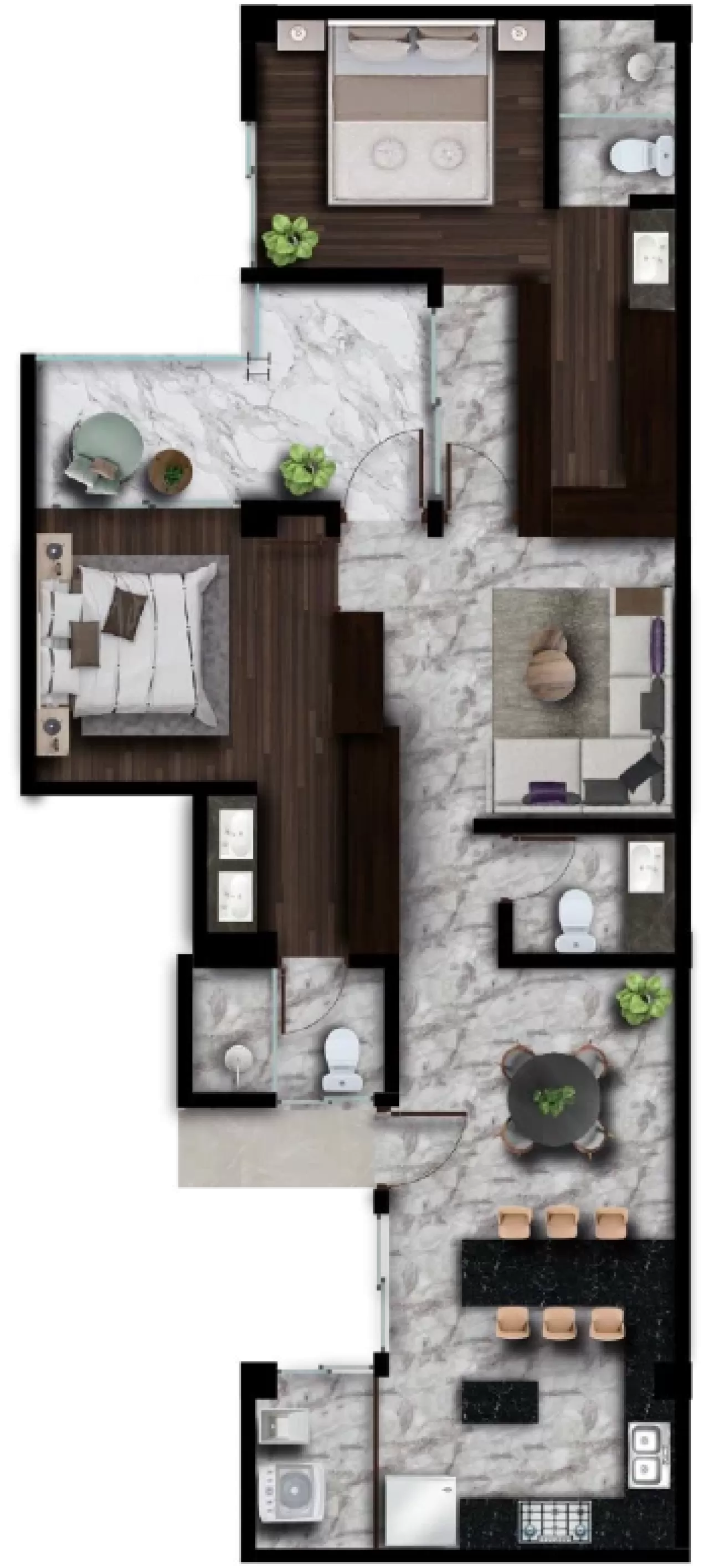 Distribucipon del departamento 03 de Calella Living