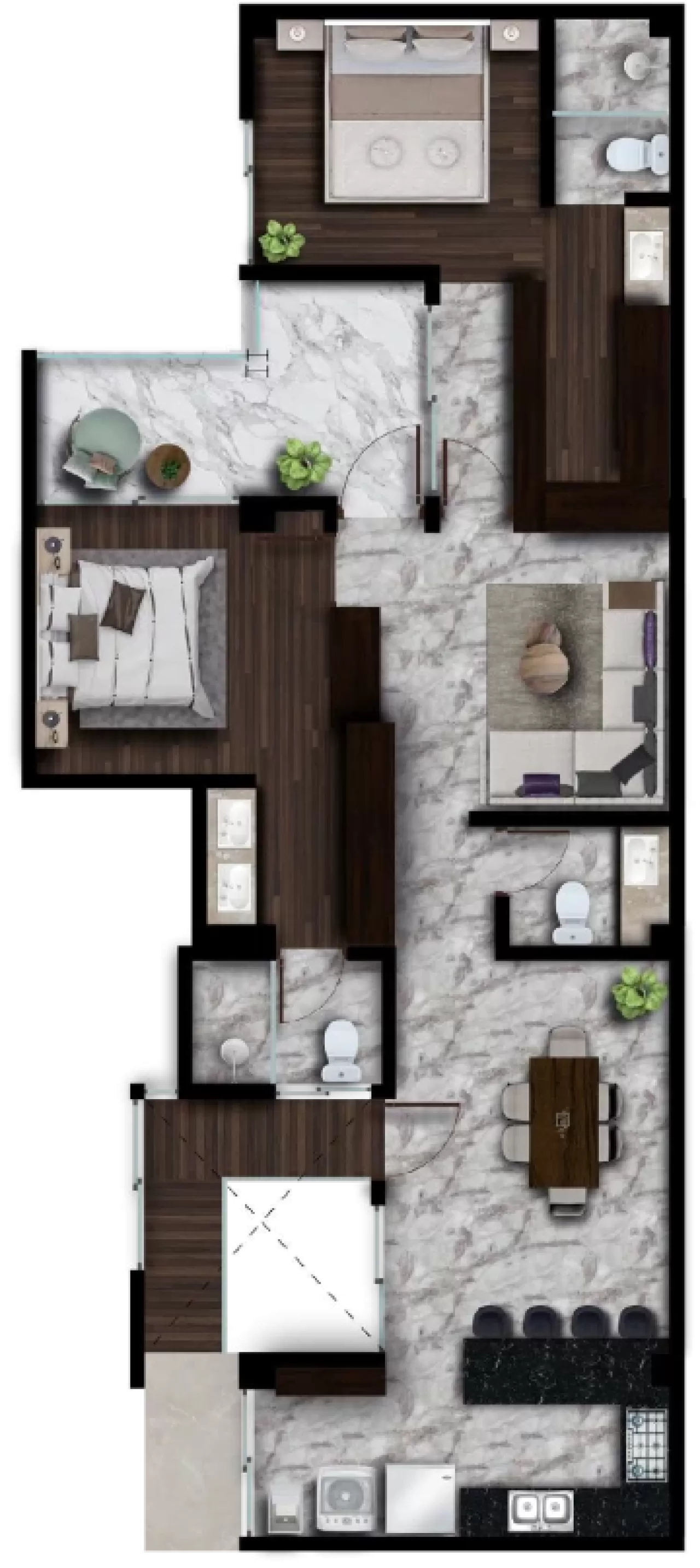 Distribucipon del departamento 206 de Calella Living